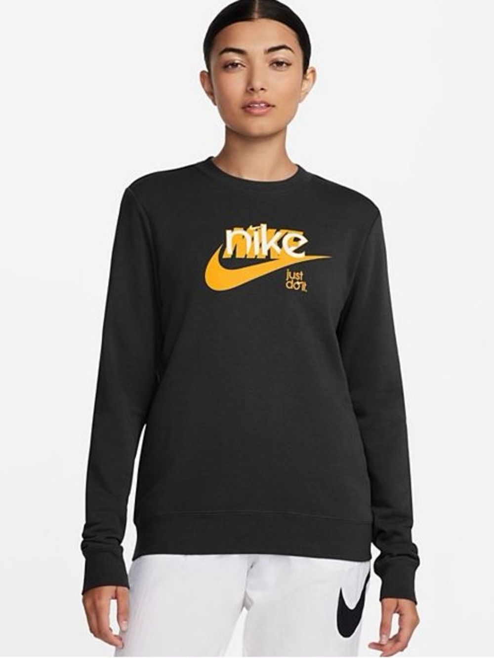 Nike Sportswear Club Fleece French Terry Crewneck Sweatshirt Black Size Medium